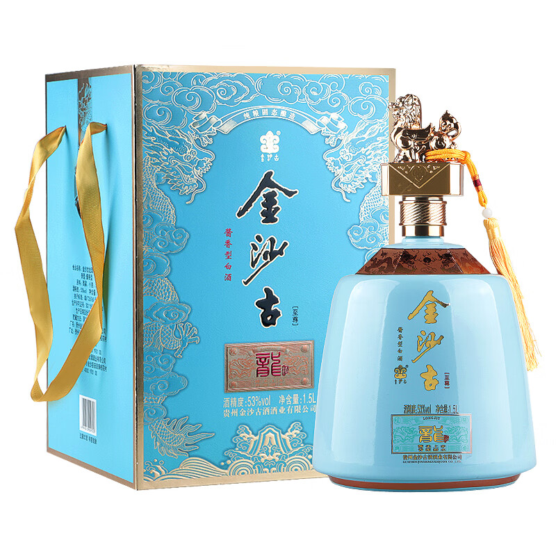 金沙古贵州酱香型白酒 金沙古龙酒(至尊)53度礼盒装白酒 1.5l