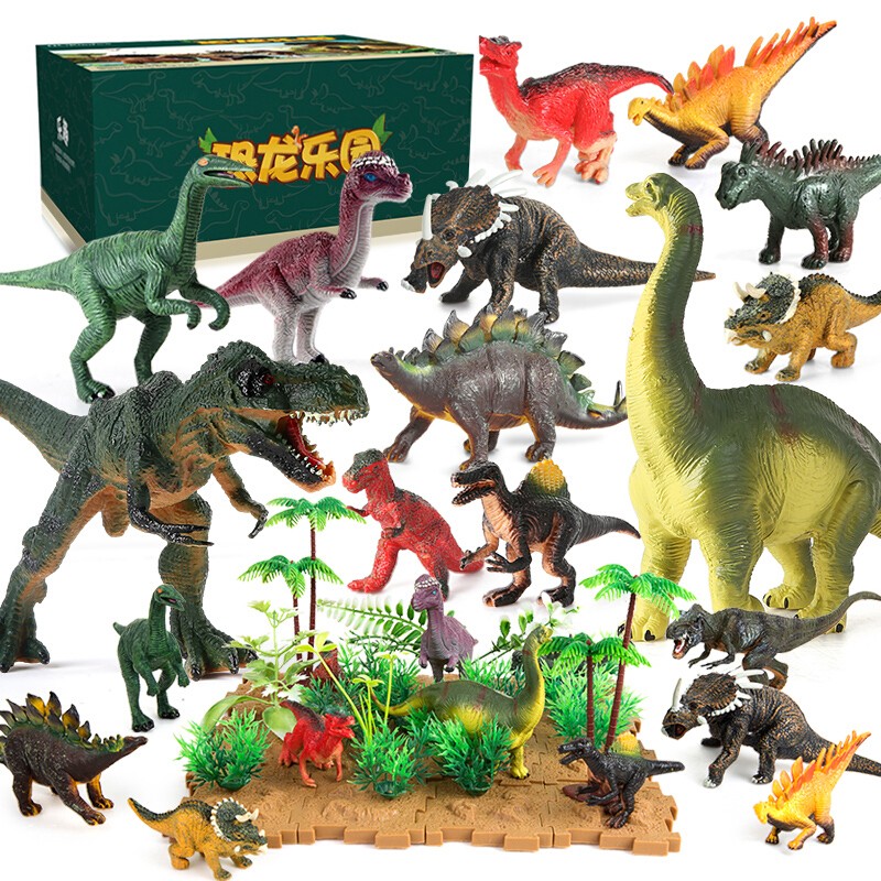 勾勾手 儿童玩具 恐龙玩具 仿真模型 男孩霸王龙 野生动物恐龙场景套装 12只装+32场景 T1501 生日礼物