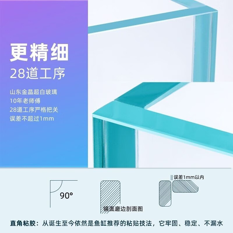 边胜金晶超白方缸玻璃鱼缸桌面客厅小型斗鱼缸造景溪流缸水草缸 【顺丰上楼】20X20X20cm超白鱼缸6mm+鱼缸垫
