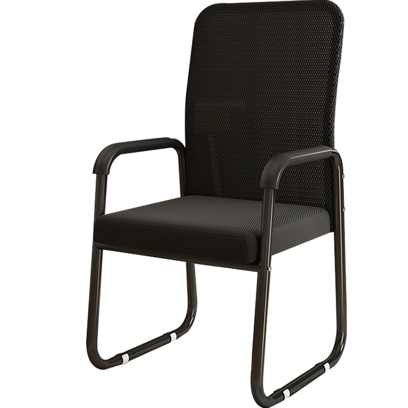 初学者 办公椅简约电脑椅职员椅会议椅家用座椅靠背椅子简易培训椅 黑色网布-【磨砂黑】