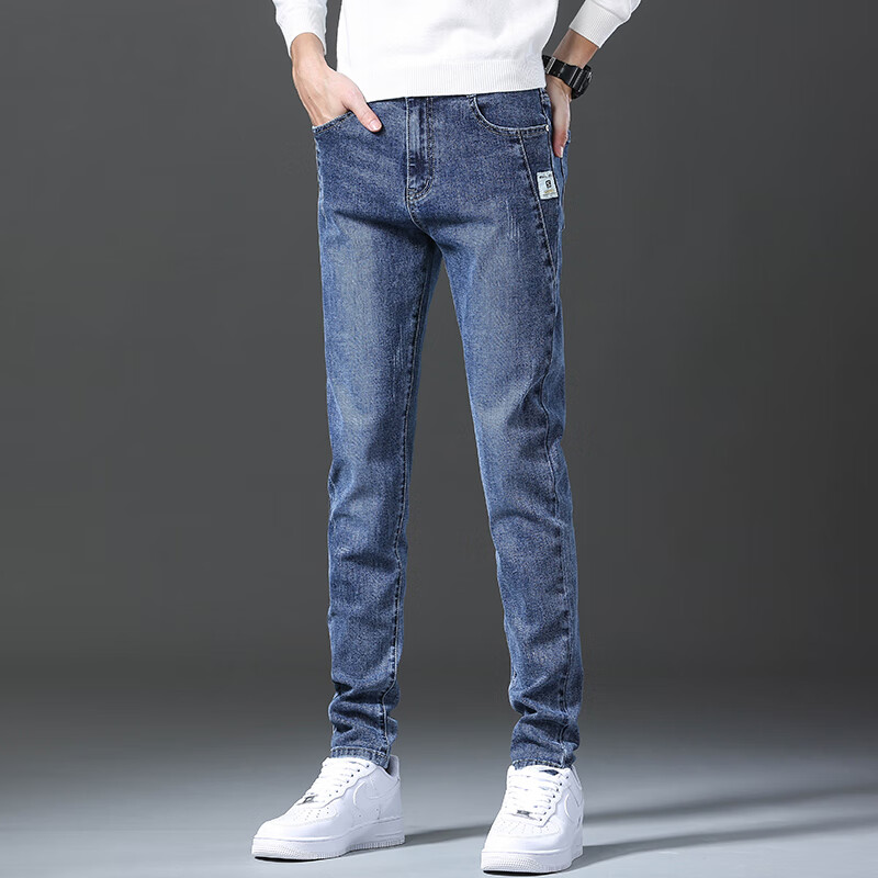 以纯(yishion)牛仔裤男秋冬季新款修身直筒裤水洗休闲裤秋季弹 383