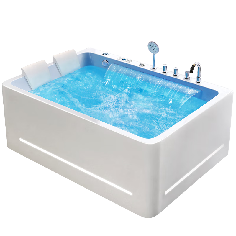 果敢雙人按摩情侶浴缸智能恒溫加熱家用水幕瀑布亞克力成人浴缸328 三裙邊豪華配置/見詳情 1.7m