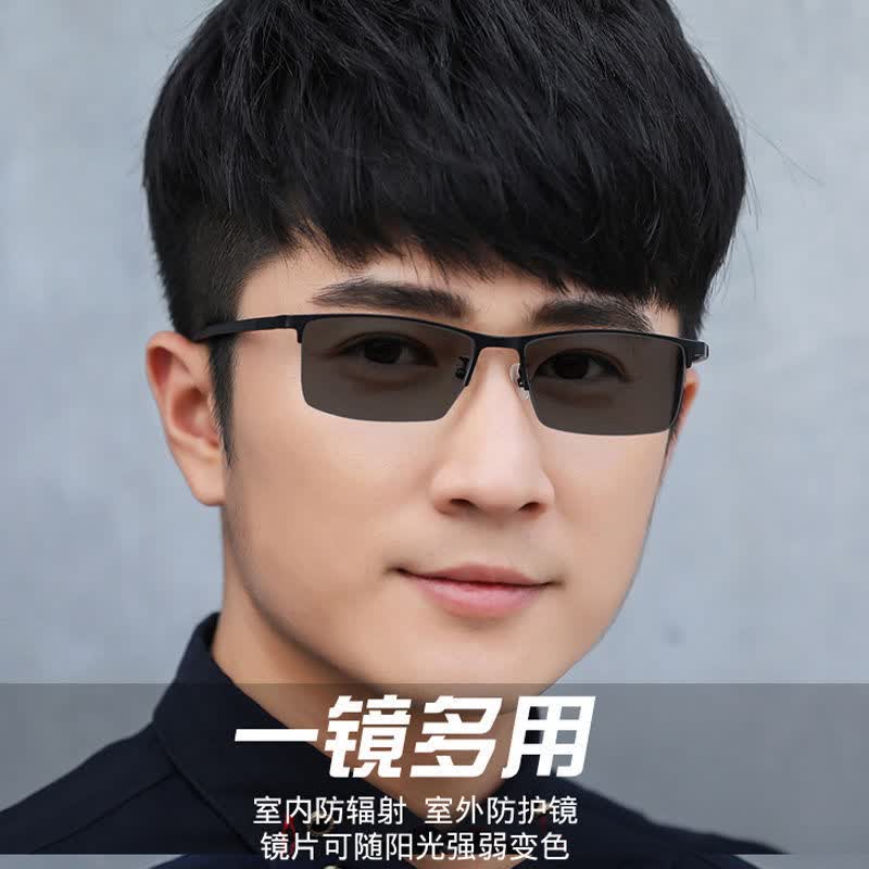 新品男生墨镜半框变色眼镜男商务驾驶开车学生变色太阳镜潮 黑框【变灰色镜片】 左右眼不一样和450度以上客服备注属于什么档次？