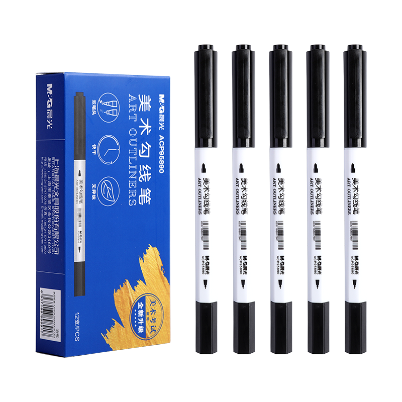 ���⣨MG�� �������߱ʶ�ͯ�׶�԰�滭��ɫˮ�����˫ͷ�Ǻű�ϸͷСѧ��רҵ�������ٸɱʹ���ר�����˱� ˫ͷ���߱ʡ���ɫ120֧��10��װ