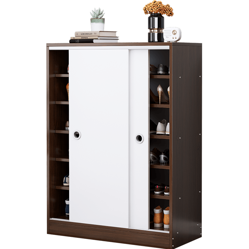 宜造 鞋柜高立式家用门口玄关柜推拉门简约现代大容量阳台置物经济型收纳 【六层款】原野橡木色60*34*120cm 组装