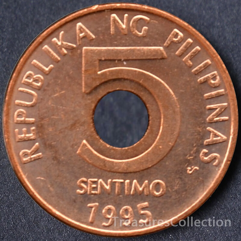 满30 菲律宾5生丁圆孔币异形币直径15mm外国硬币各国外币收藏