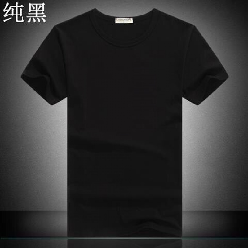 新款男士短袖t恤纯色打底衫纯色纯黑纯白圆领春秋季秋