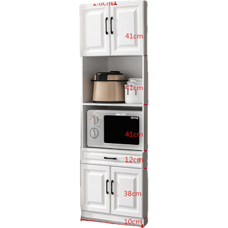 杜裕惟(DUYUWEI)餐边桌餐边柜厨房置物柜微波炉柜子茶水储物餐厅墙边柜一体靠墙高柜玻璃 五层60厘米欧式门白色 4门