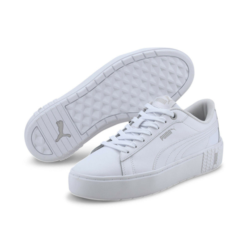彪马/puma女板鞋低帮系带皮面字母logo厚底休闲春秋 puma white-puma