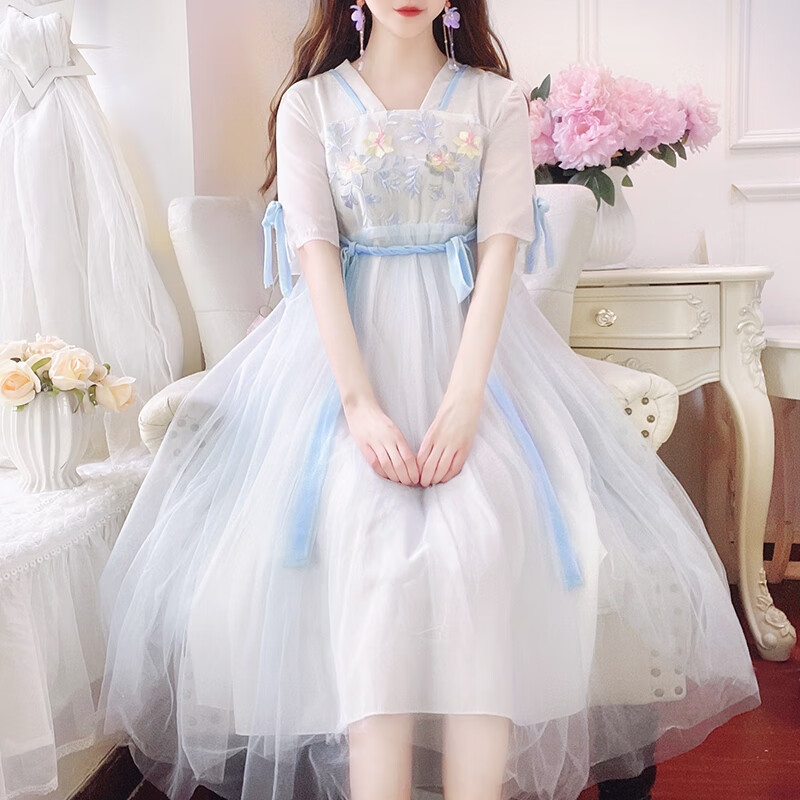 麦吖猴夏天女生古装汉服成人女夏季仙气飘飘中国风女学生穿日常改良版