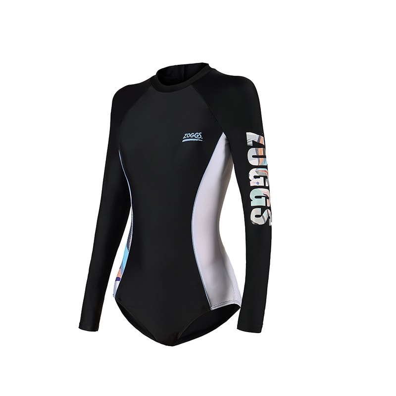 ZOGGS英国 女士泳衣 修身显瘦 女子长袖连体泳衣 黑色 38（170cm/60-67kg）