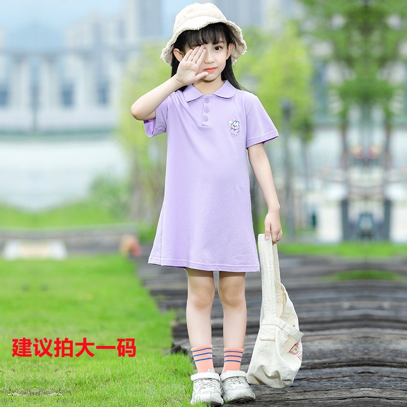 【建议拍大一码】宝娜斯夏季连衣裙 2021新款儿童裙子小女孩公主童装中大童洋气POLO裙睡裙 丁香紫  儿童polo裙 120  适合105-114cm