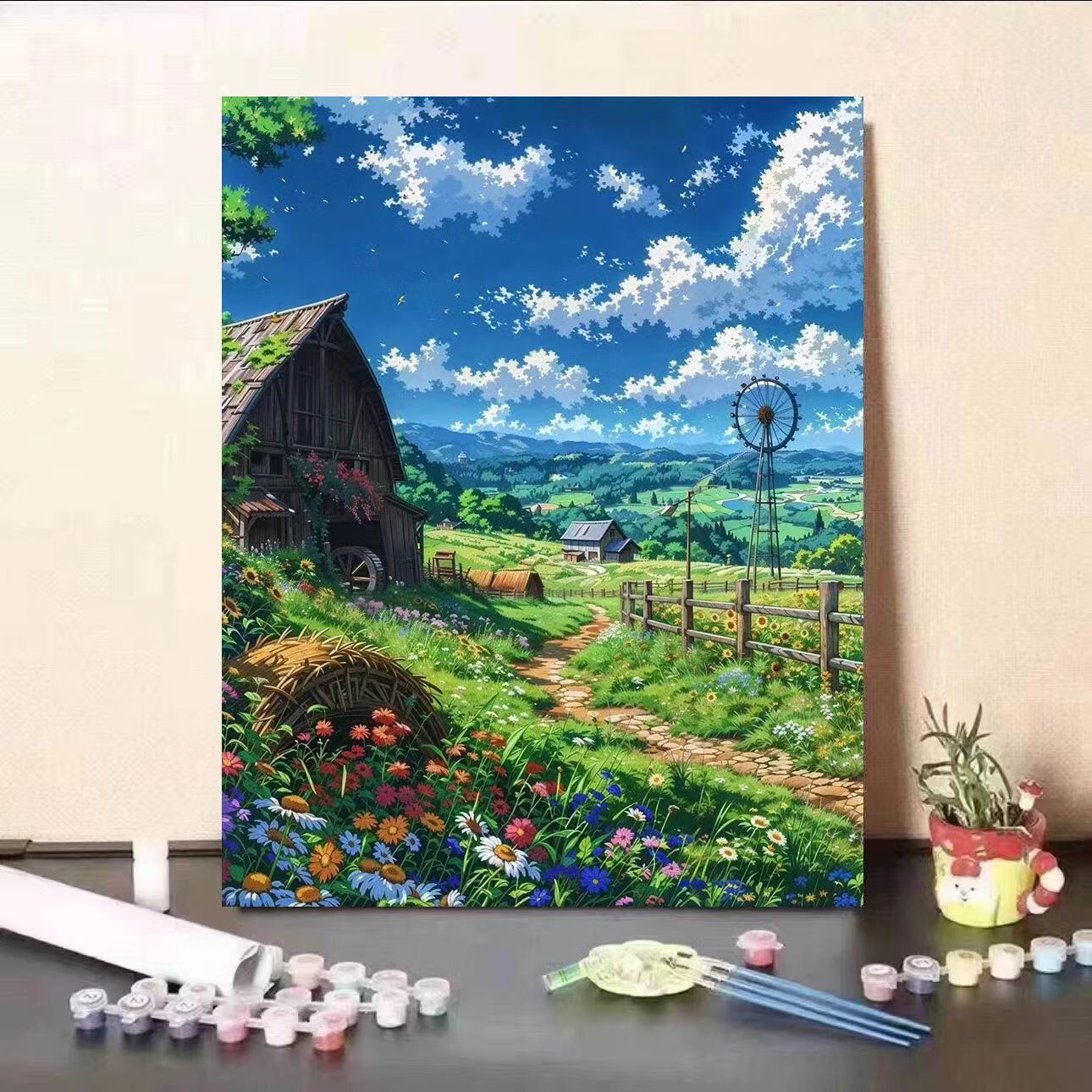 精选】宫崎骏夏天数字油画diy手工填色治愈高颜值ins风客厅装饰XT-201号