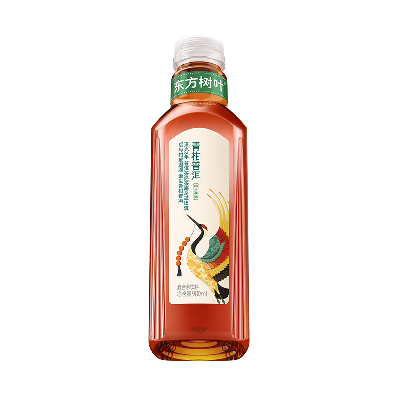 农夫山泉东方树叶青柑普洱茶900ml*12瓶无糖茶饮料0糖0脂0卡整箱年货饮品