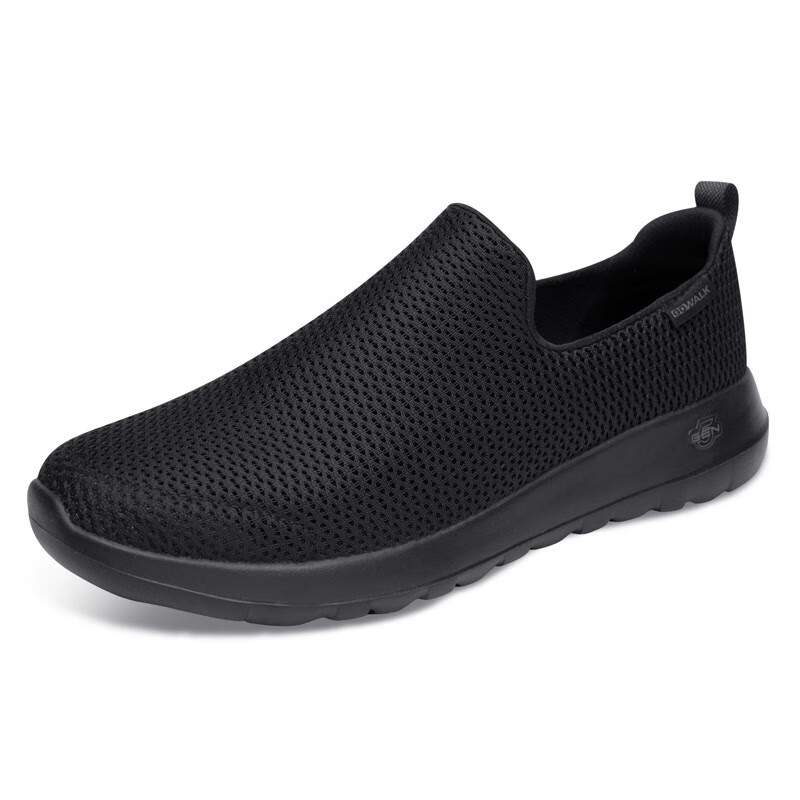 斯凯奇（Skechers）男鞋夏季2025新款网面透气健步鞋一脚蹬穿脱软底休闲鞋轻便老人鞋 全黑色 39.5