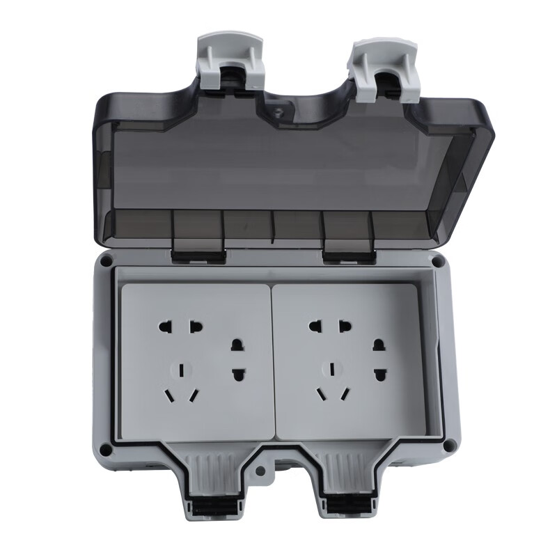 插座 双十孔防水盒明装工地花园卫生间工业室外电瓶车充电接线板 两位