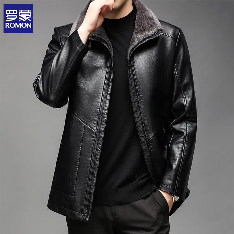 罗蒙（ROMON）皮衣男冬季加绒羽绒内胆鸭绒填充休闲百搭中年御寒保暖爸爸装男装 【内胆羽绒】黑色 175使用感如何?