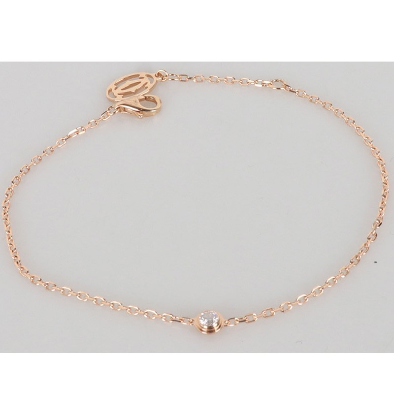 【二手99新】卡地亚cartier18k玫瑰金单钻手链