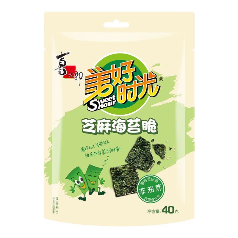 美好时光芝麻海苔脆40g 非油炸高膳食纤维 下午茶办公室儿童休闲小零食