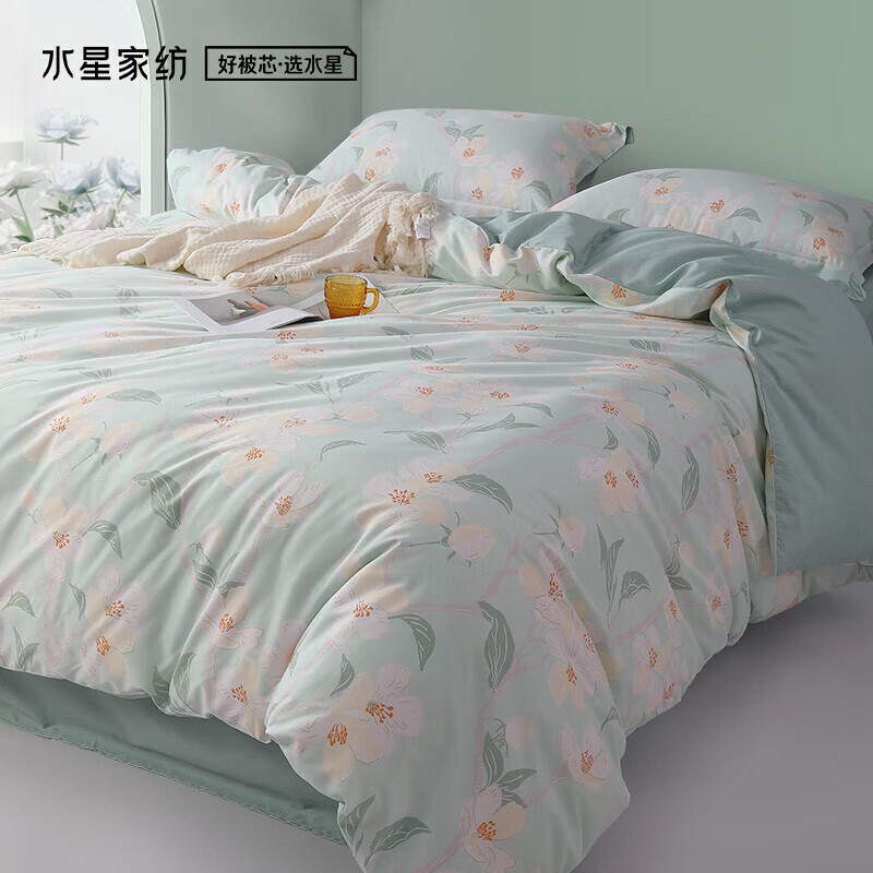 水星家纺床上四件套纯棉被套床单四件套床上用品全棉被罩1.5米风沐花意使用感如何?
