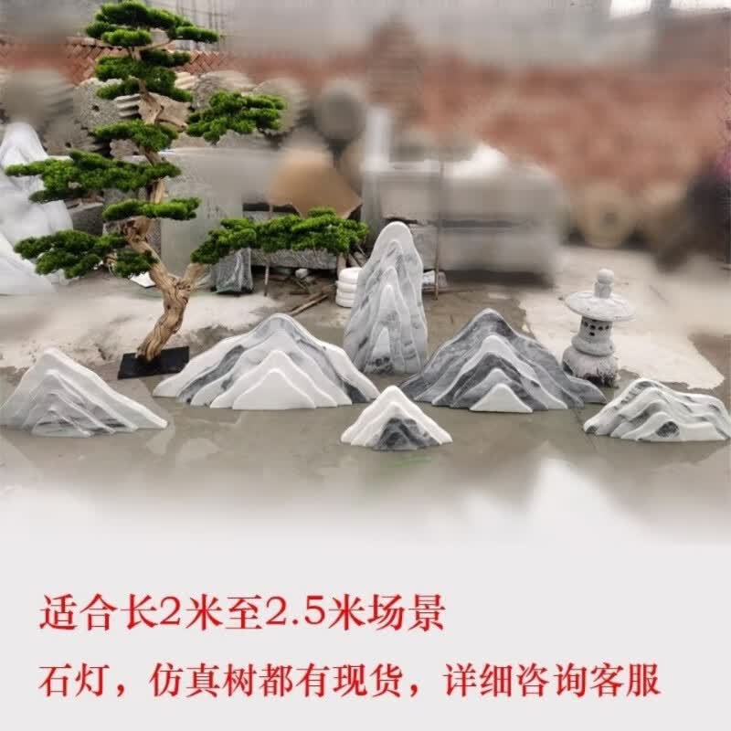 禅意汉白玉景观石装饰中式影壁天然室内山石头庭院别墅雪浪石造景