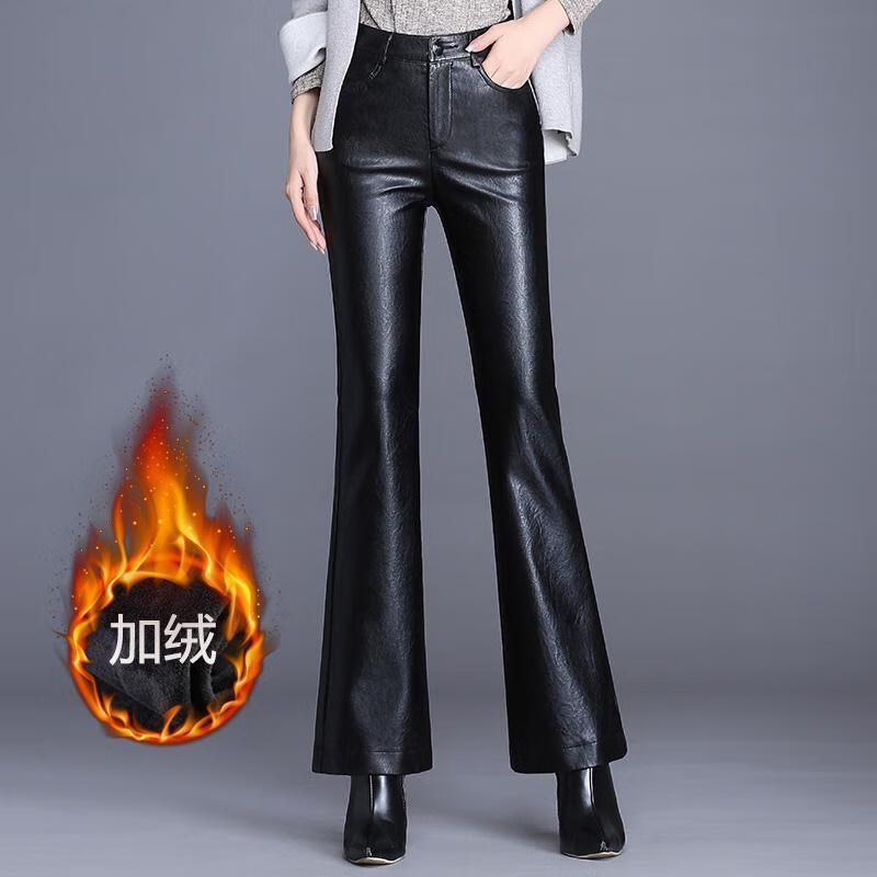 男工场真皮皮裤女薄款直筒海宁2023秋冬绵羊皮微喇叭裤子修身外穿加绒