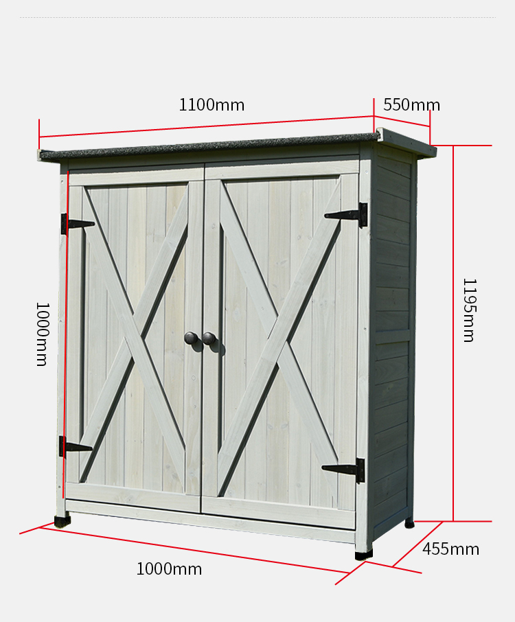 防水院子储物柜户外收纳柜露天储物柜庭院阳台花园工具柜室外装饰 灰
