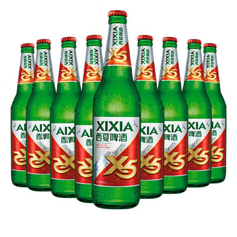 西夏x5 600ml*6/12瓶 宁夏西夏啤酒x5大红瓶口服液x5嘉士伯旗下西夏