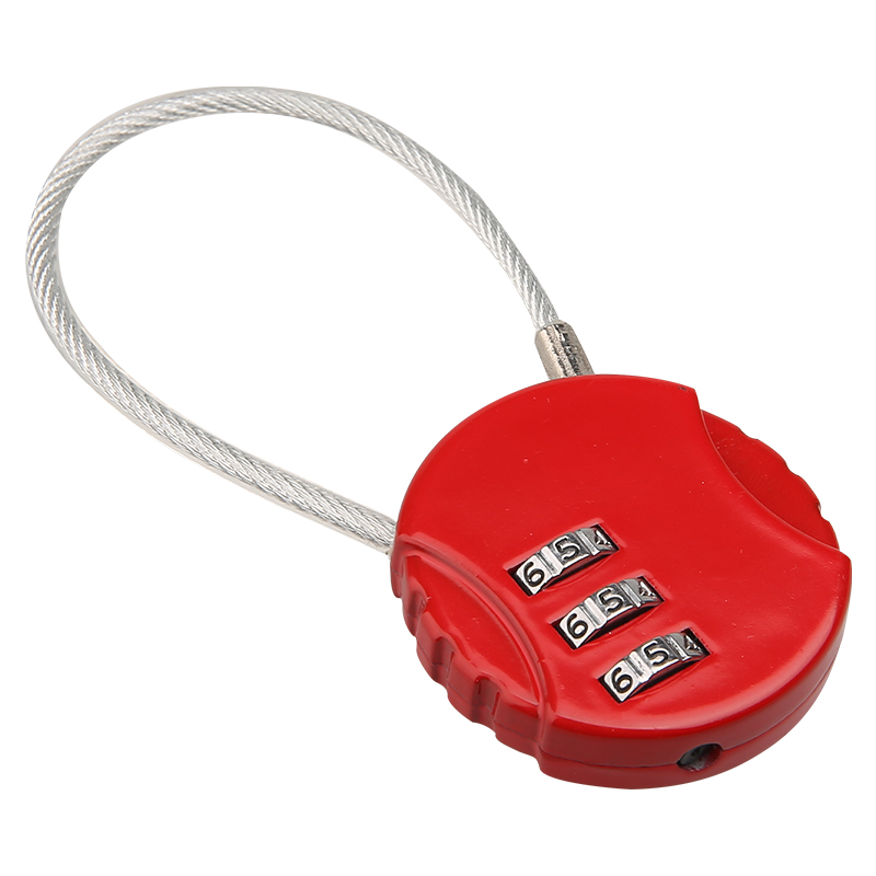 钢缆密码锁【大红色】细钢丝密码锁迷你箱包密码锁学生宿舍柜子锁具