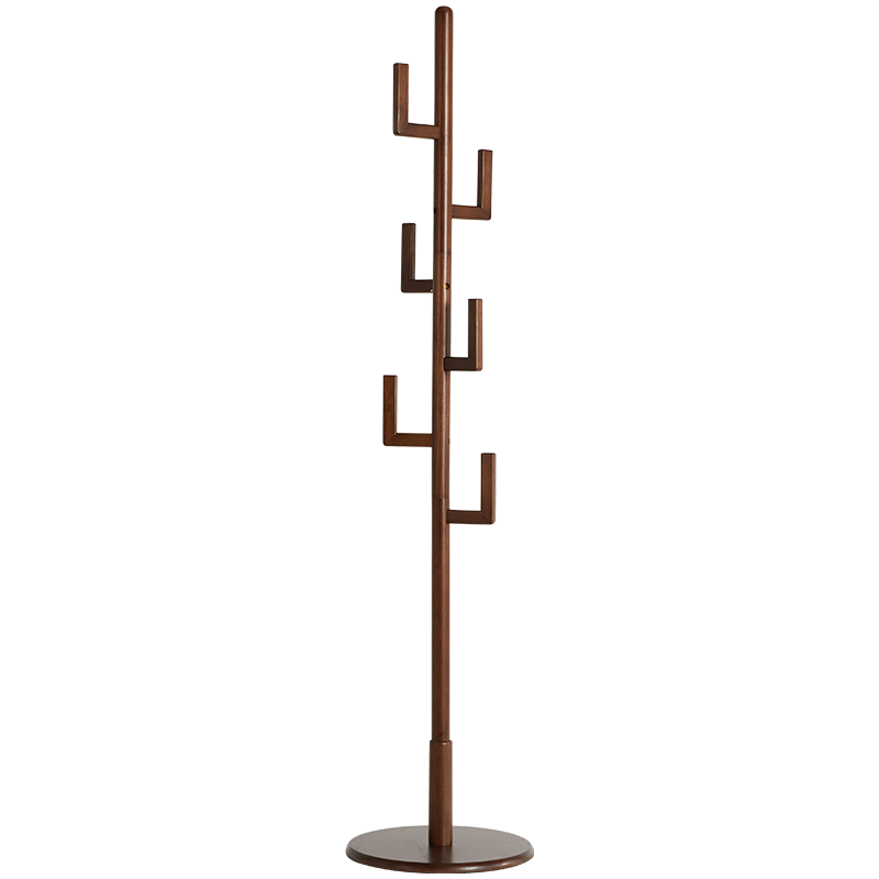 艺柳园实木衣帽架挂衣架落地卧室办公室加粗挂衣架简易单杆式卧室衣架衣服架衣帽架 【轻奢加粗款】仙人掌胡桃色