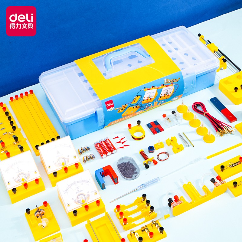 得力(deli)初中物理电磁学实验箱中学生家用电学电路试验工具套装八九