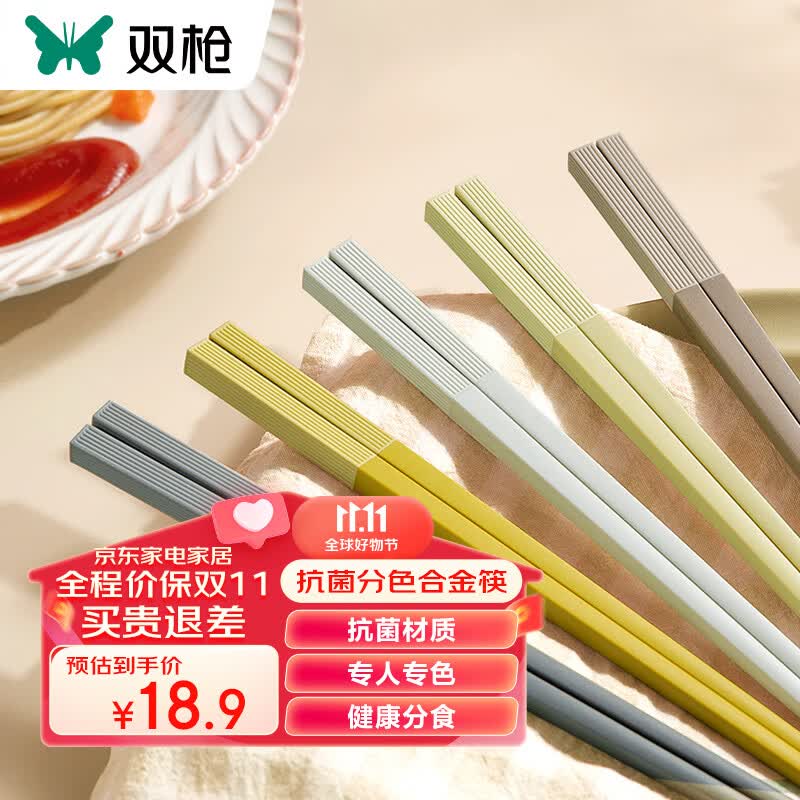 双枪（Suncha）筷子 家用分色合金筷 防霉抗菌耐高温 一人一筷 莫兰迪色系5双装 怎么看?