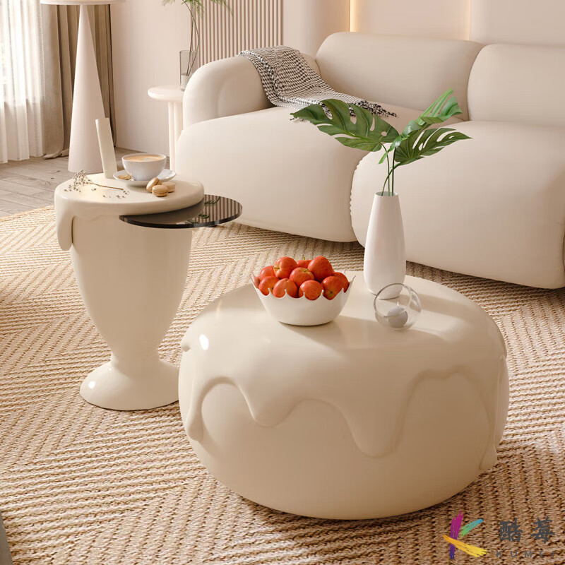 茶几奶油风设计师边几大小组合圆形网红小户 奶油风组合茶几 边几产品
