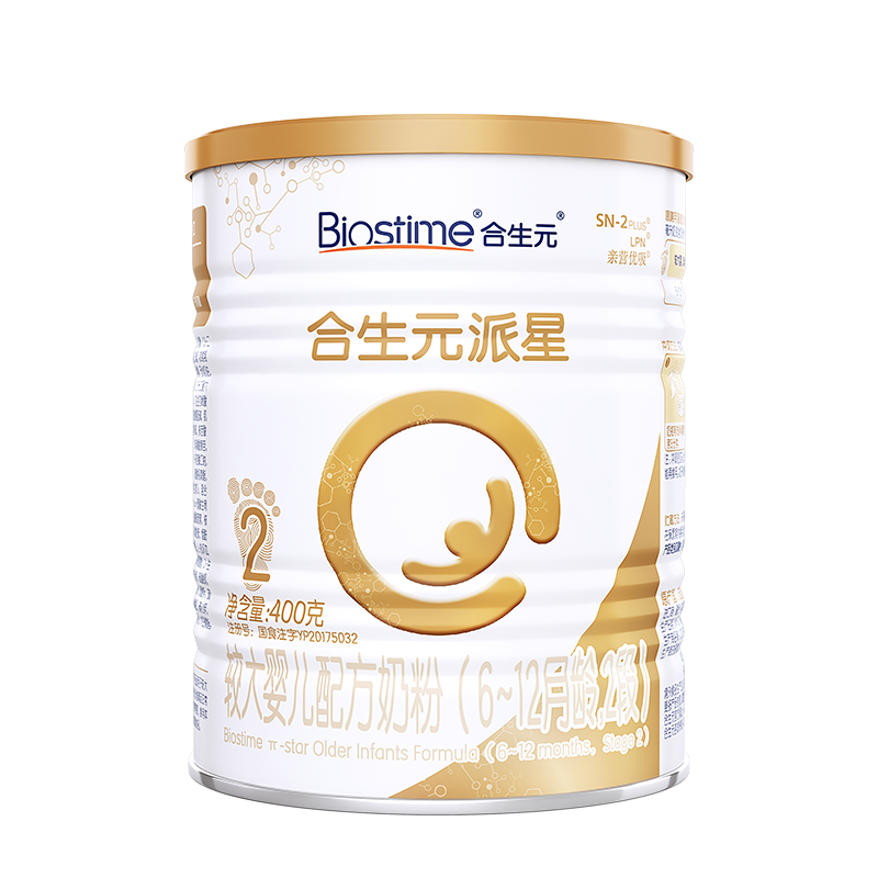 合生元（BIOSTIME）派星 较大婴儿配方奶粉 2段(6-12个月) 法国原装原罐进口 400克【新老包装随机发货】