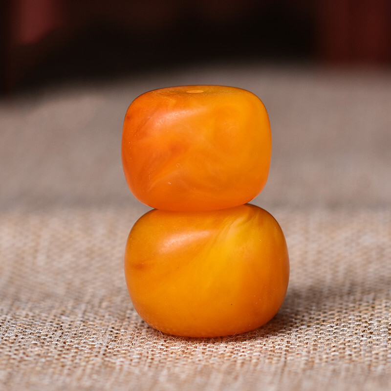 九鹿美兮 蜜蜡琥珀单珠 老蜜蜡珠子散珠单颗桶珠墩子 金刚菩提手串