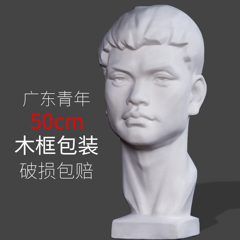像美术写生教具石膏雕塑画室用素描石膏头像摆件静物人像 广东青年