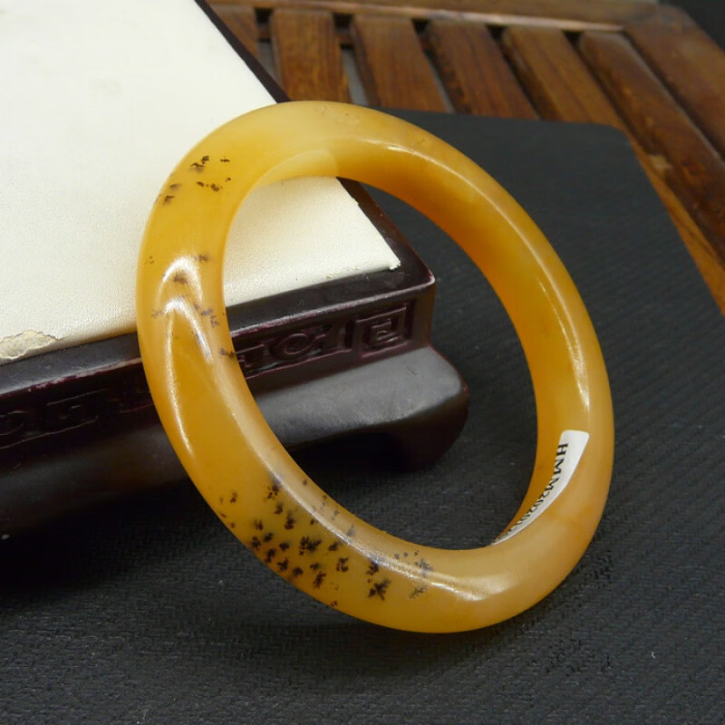 随峰 云南龙陵a货黄龙玉水草花手镯 镯子大圈口61价格:068358.