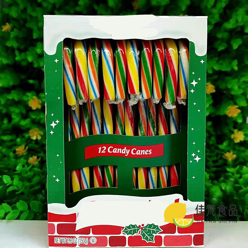 GJXBP墨西哥进口12条装圣诞节儿童樱桃水果味拐杖糖Spangler Candy Can 樱桃味cherry 150g 1盒