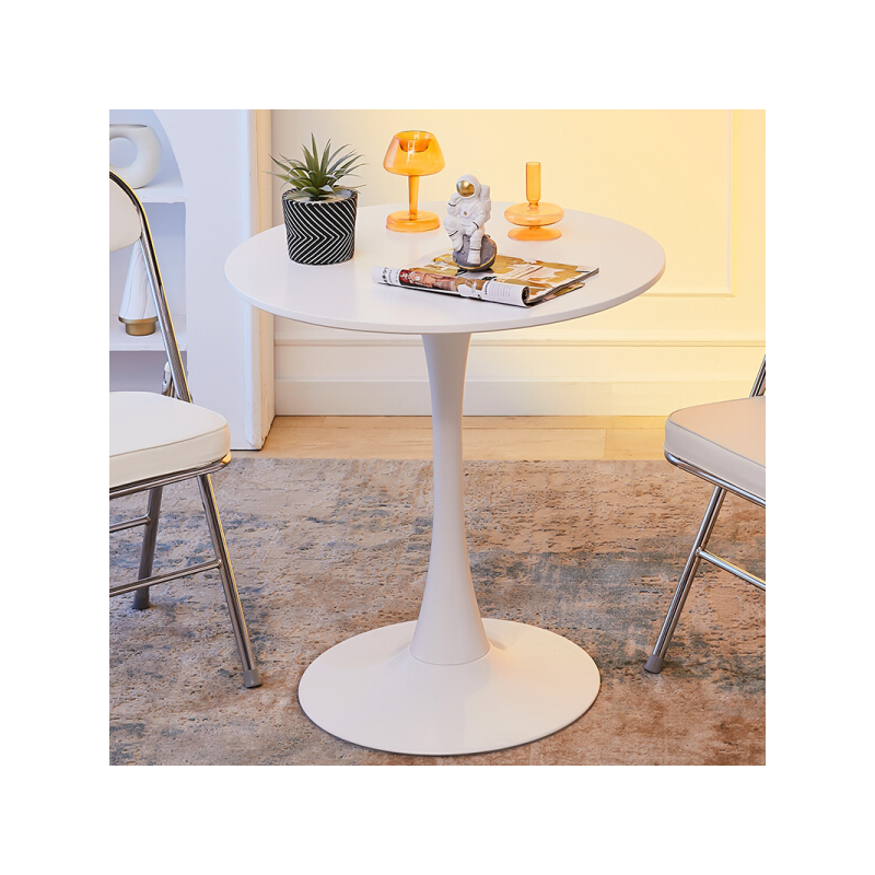 从野家具洽谈桌椅组合休闲桌椅小圆桌简约办公室休闲接待套装店铺会客轻奢奶茶店北欧餐桌4s奶茶桌咖啡桌 白色直径60厘米圆桌烤漆面