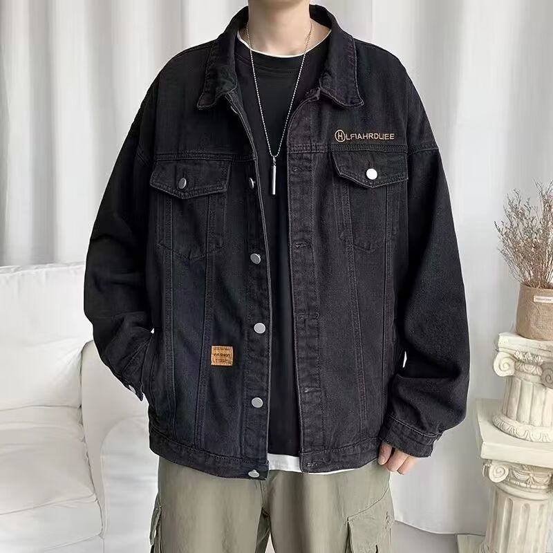 权凡春秋季男孩衣服高中初中学生休闲外套一套牛仔外套男痞帅秋季外套