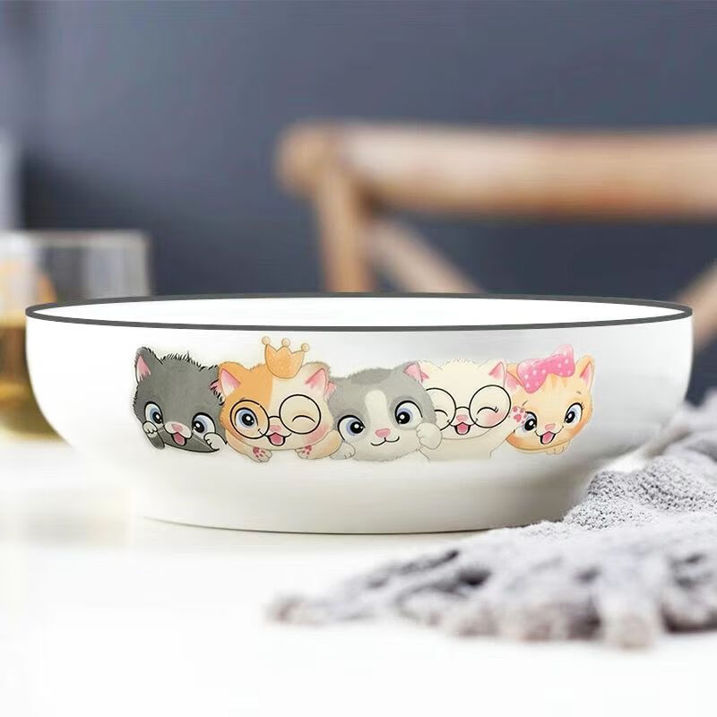 创意酸菜鱼碗大盆大码面碗餐具陶瓷大碗 9英寸大汤碗1个萌猫家族-新款