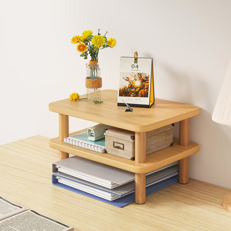 耐家（Naijia） 台式电脑支架显示器办公室桌面置物架桌上显示屏幕笔记本支撑架 木色三层桌面置物架30*20*18CM