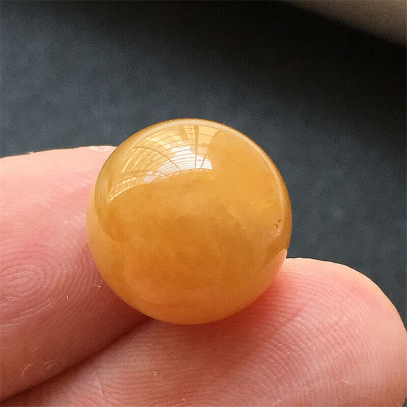 尚多芙娜曼莲翡翠鸡油黄手串缅甸翡翠冰糯种黄翡手链圆珠子单颗鸡油黄