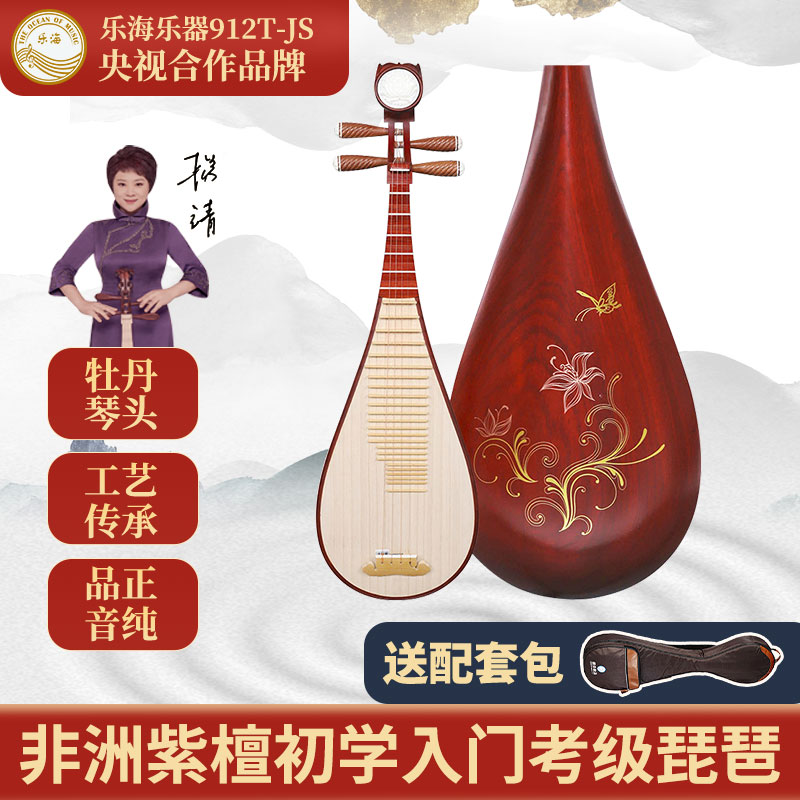 乐海 琵琶乐器非洲紫檀材质初学入门考级演奏花梨木琵琶912T-JS 金色年华琵琶912T-JS