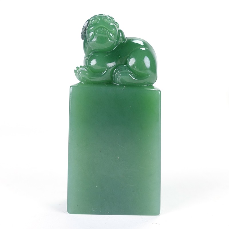 顶盈 碧玉印章 文房用品新疆天然和田玉刻章貔貅文玩石章子 商务摆件