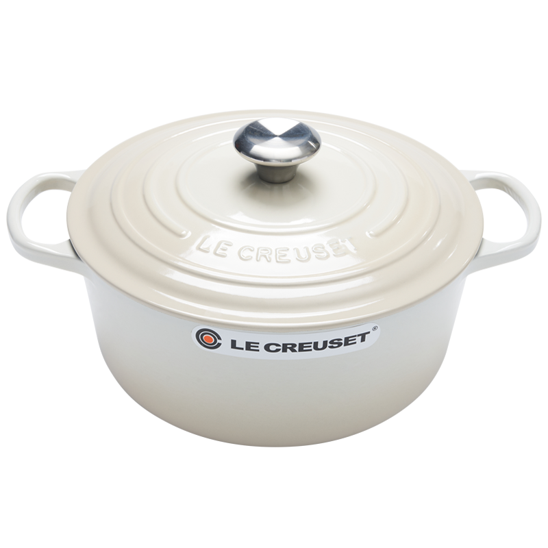 酷彩（Le Creuset）铸铁珐琅锅S级24cm圆形汤锅炖锅 蛋壳白