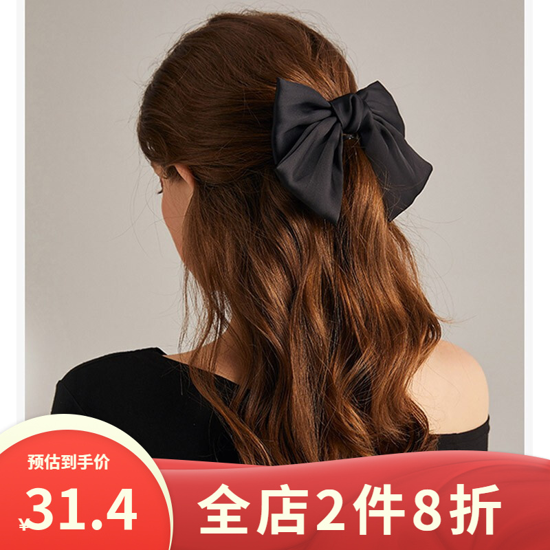 扇尾鱼红色大蝴蝶结头饰发圈发夹韩国丸子头发饰少女头发夹子顶夹弹簧