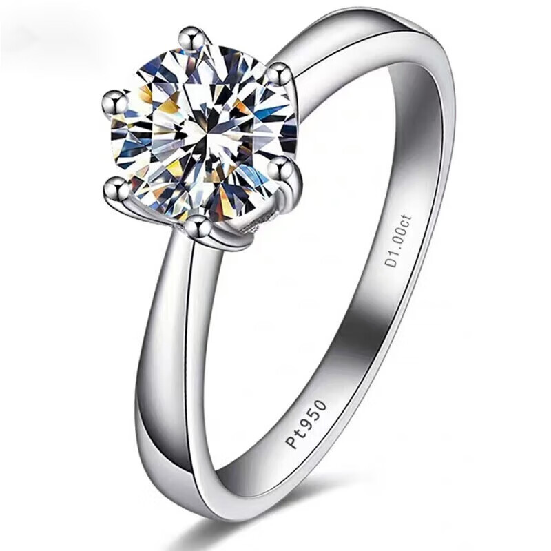 奥洛黛娅七夕节礼物戒指莫桑钻石一克拉六爪仿真钻戒款式莫桑石经典女