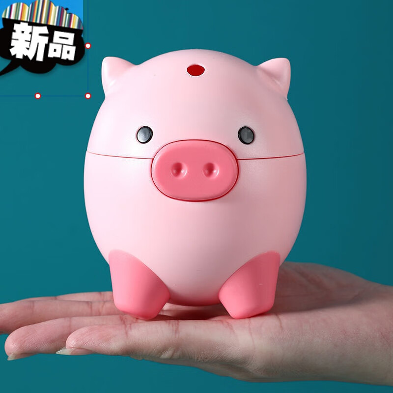 式创意自动弹出家用牙签罐个性牙签筒网红卡通萌猪 粉色小猪牙签盒