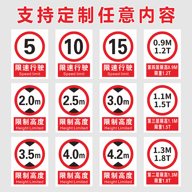 限重限高限宽限速标识牌仓库货架限载承重1吨2吨3吨限制高度3米 4